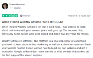 Wealthy Affiliate Positive Feedback