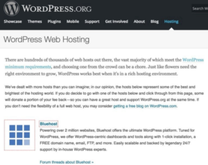 Wordpress Recommending Bluehost